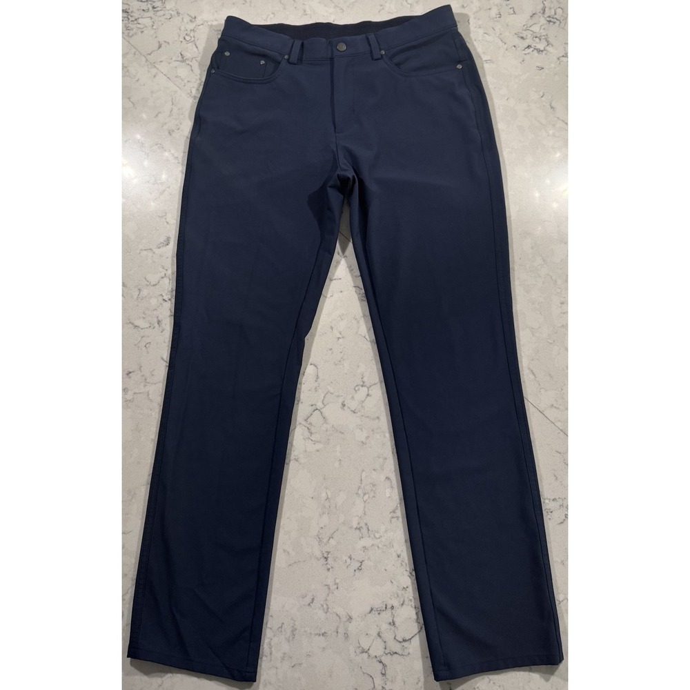 Greg Norman Pants Mens 32x30 Blue Stretch Flat Front Golf Performance Chino